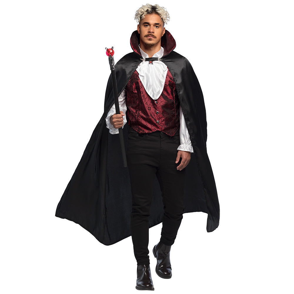 Déguisement Vampire Luxe avec Canne Sceptre Rouge et Noir