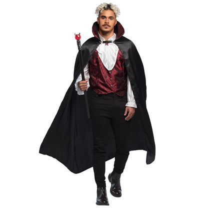 Déguisement Vampire Luxe avec Canne Sceptre Rouge et Noir