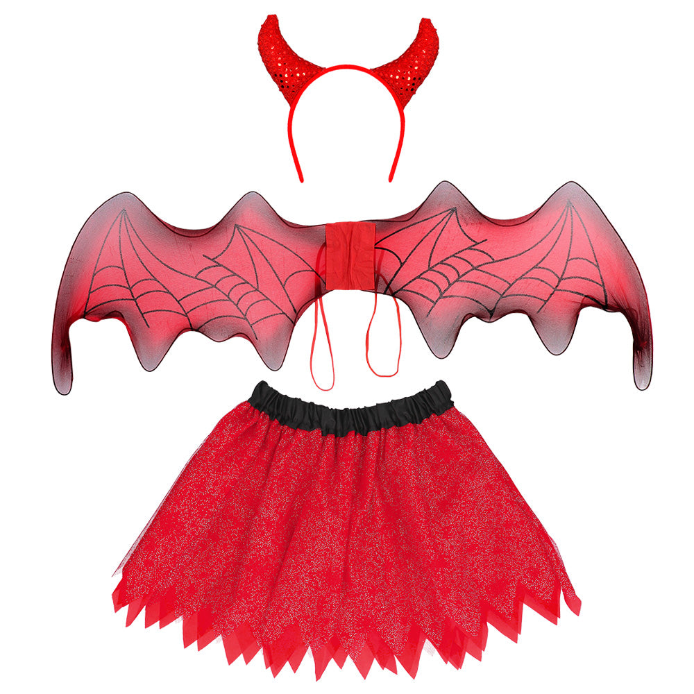 Déguisement Diable Enfant 3 pièces - Ailes, Cornes & Jupe
