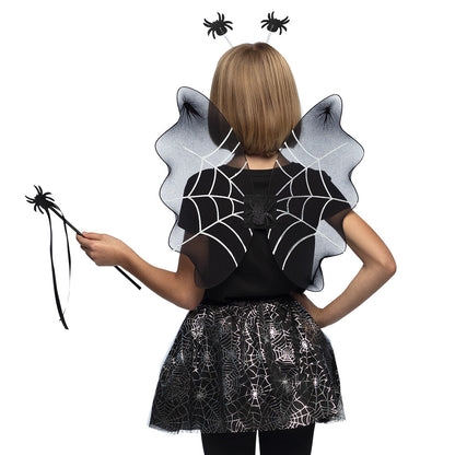 Déguisement Araignée Fille 4 Pièces : Ailes, Jupe, Serre-tête