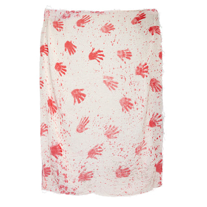 Tissu Tulle Empreintes Mains Rouges 1,5x2m - Halloween & Déco
