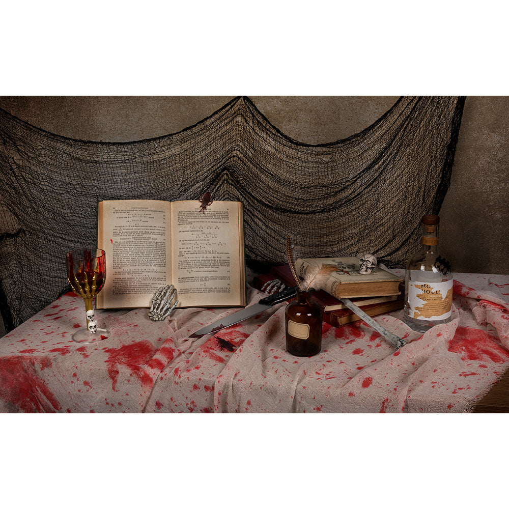 Tissu Tulle Empreintes Mains Rouges 1,5x2m - Halloween & Déco
