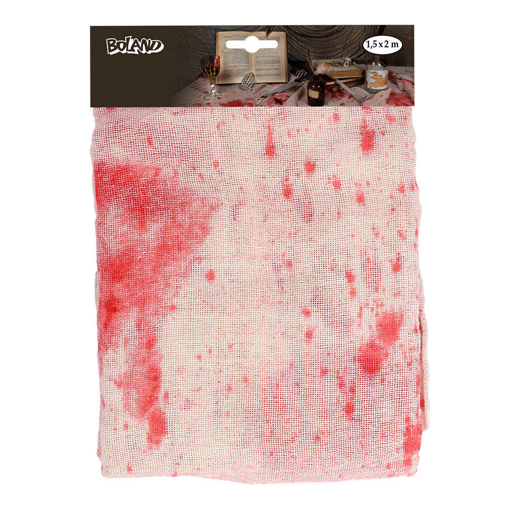 Tissu Tulle Empreintes Mains Rouges 1,5x2m - Halloween & Déco