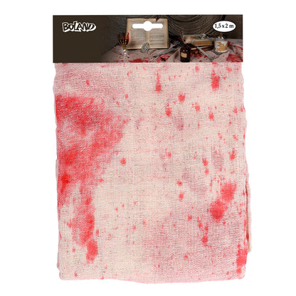 Tissu Tulle Empreintes Mains Rouges 1,5x2m - Halloween & Déco