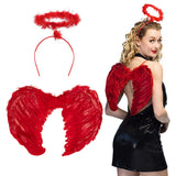 Kit Ailes d'Ange Rouge avec Auréole - Accessoire Déguisement Céleste