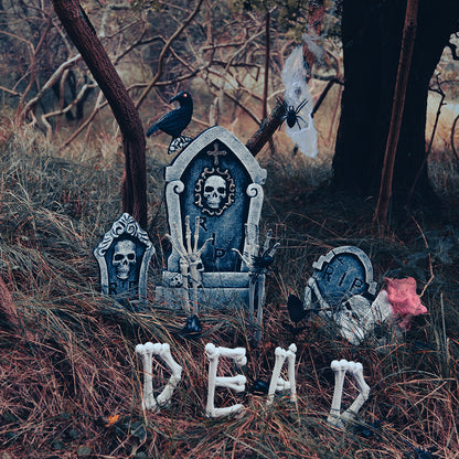 Déco Halloween Cimetière Complet - 3 Tombes + Accessoires