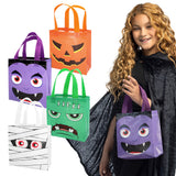 Lot 4 Sacs Bonbons Halloween - Visages Effrayants Réutilisables