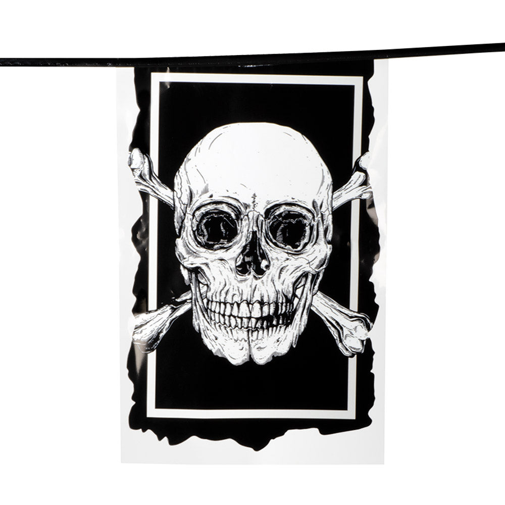 Guirlande Crâne et Os Pirate - Décoration Halloween Noir Blanc