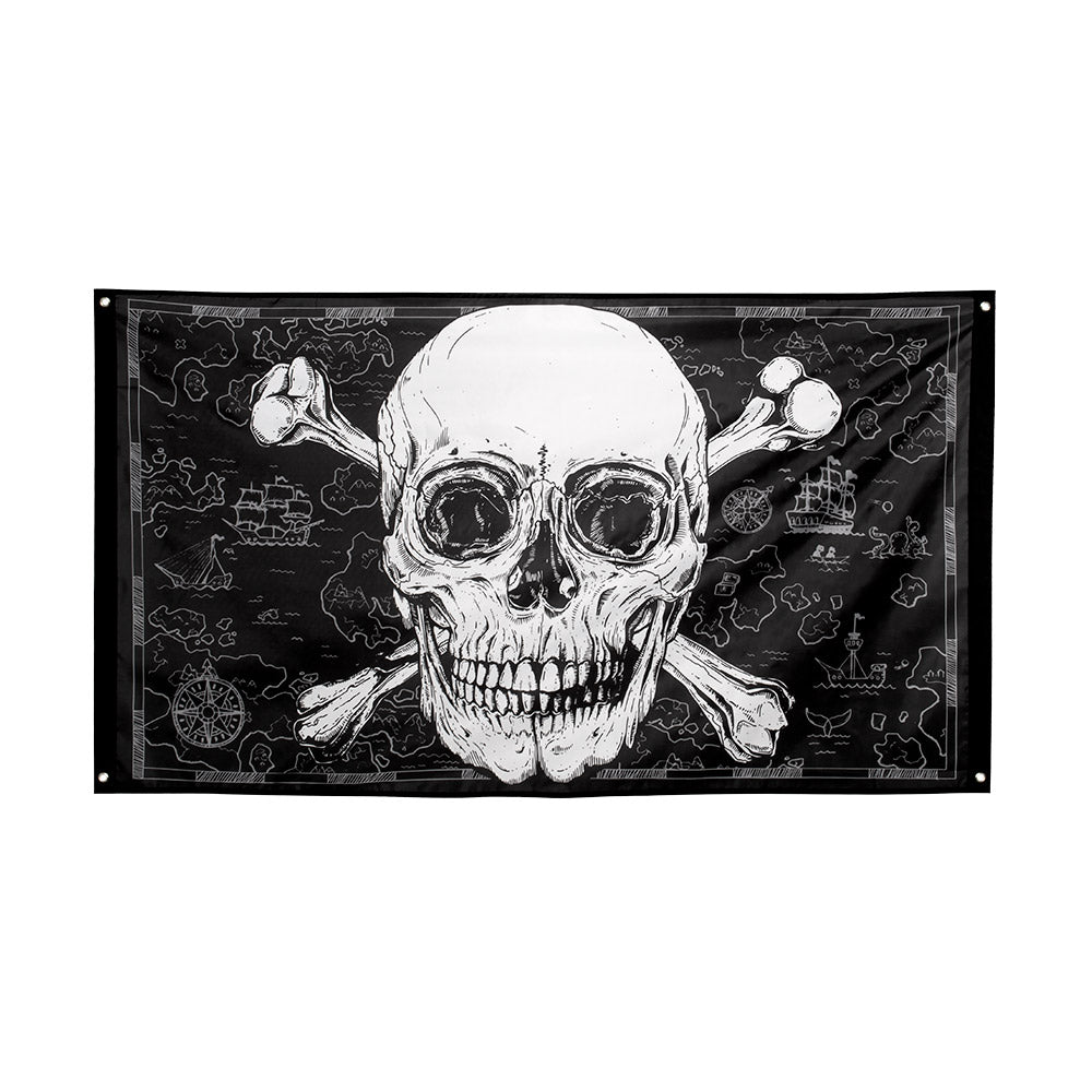 Drapeau Pirate Crâne et Tête de Mort - Décoration Halloween