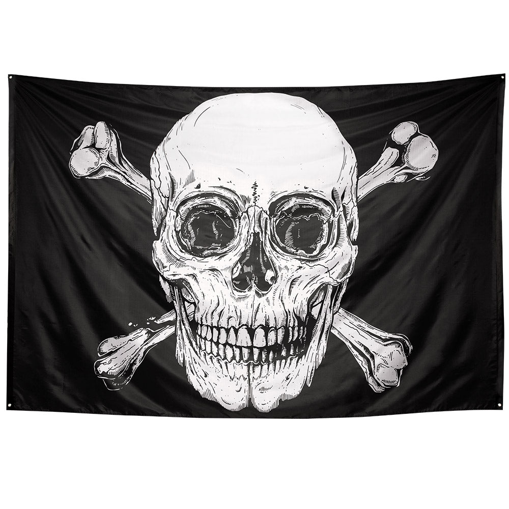 Drapeau Pirate Crâne et Tibias - Décoration Halloween