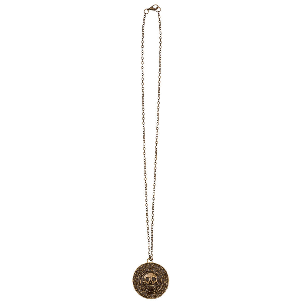 Collier Pirate Aztèque - Pendentif Crâne Doublé Chaîne