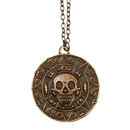 Collier Pirate Aztèque - Pendentif Crâne Doublé Chaîne