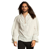 Chemise Médiévale Lacée Blanc Crème - Déguisement Adulte