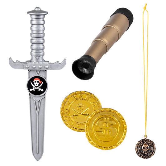 Set Pirate 5 pièces Épée Télescope Pièces d'Or Médaille