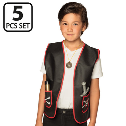 Set Pirate 5 pièces Épée Télescope Pièces d'Or Médaille