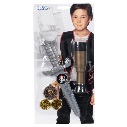Set Pirate 5 pièces Épée Télescope Pièces d'Or Médaille