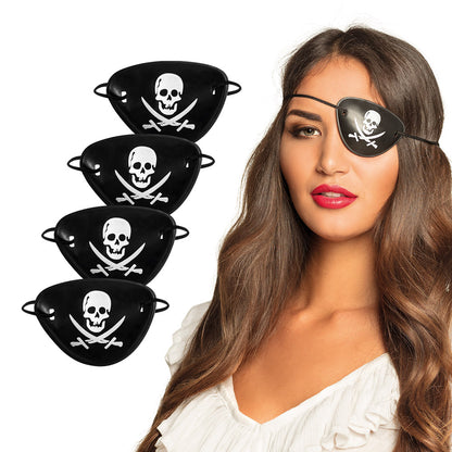 Lot de 4 Cache-œil Pirate Crâne - Accessoire Déguisement