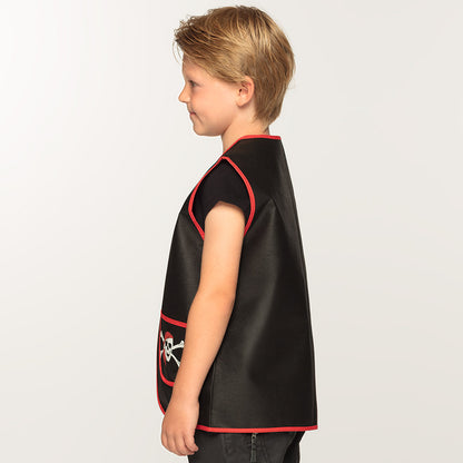 Gilet Pirate Enfant Noir et Rouge avec Poches Skull