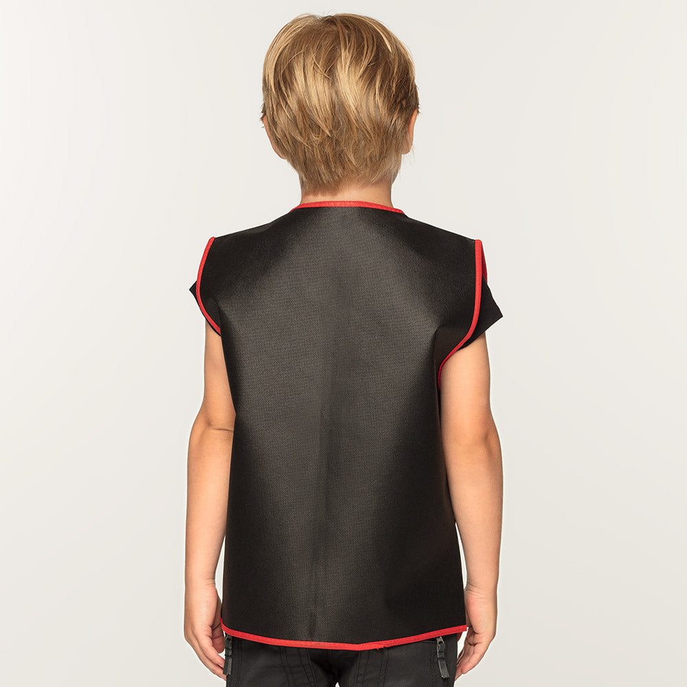 Gilet Pirate Enfant Noir et Rouge avec Poches Skull