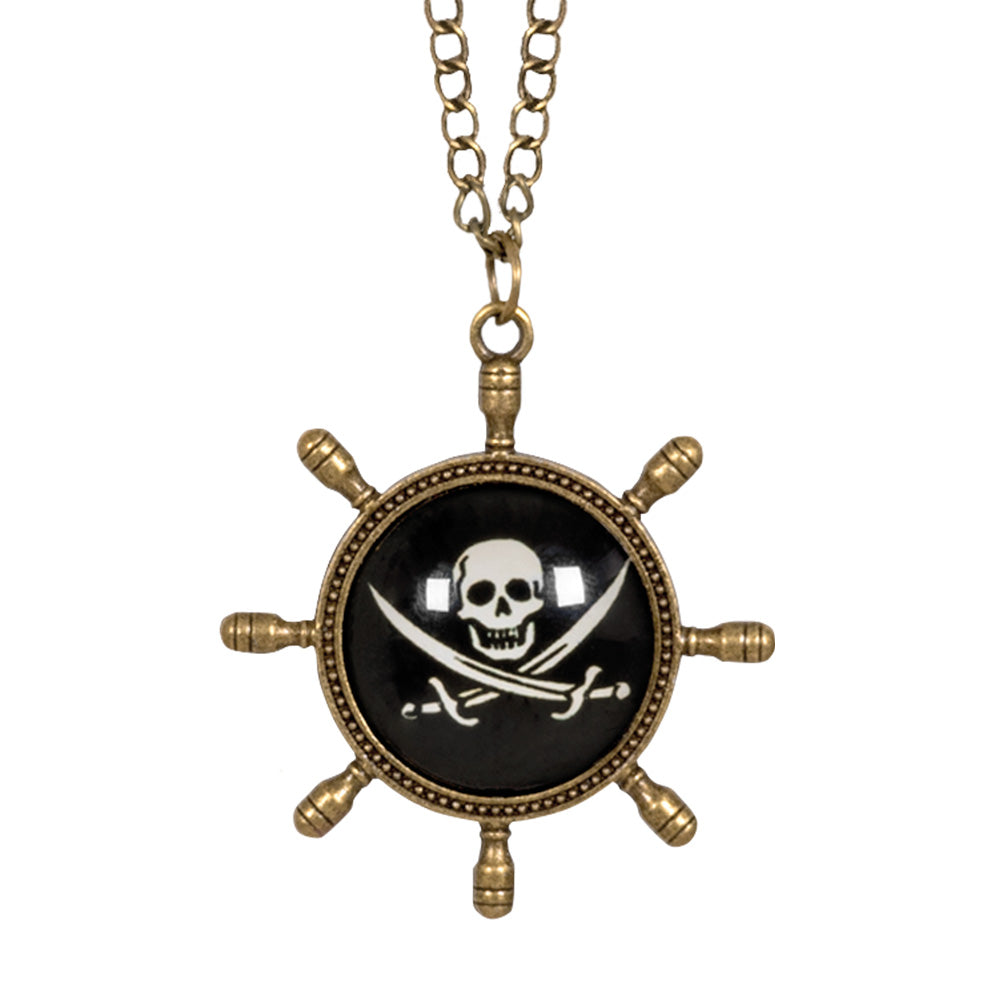 Collier Pirate Gouvernail Crâne et Épées - Accessoire Déguisement