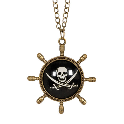 Collier Pirate Gouvernail Crâne et Épées - Accessoire Déguisement