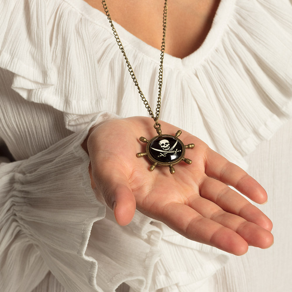 Collier Pirate Gouvernail Crâne et Épées - Accessoire Déguisement