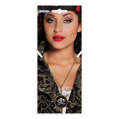 Collier Pirate Gouvernail Crâne et Épées - Accessoire Déguisement