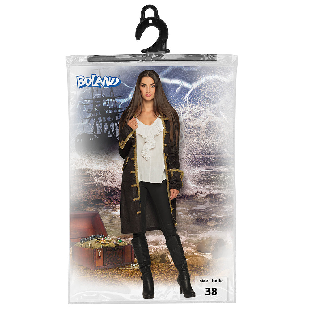 Veste Pirate Luxe Noir et Or - Déguisement Adulte Capitaine