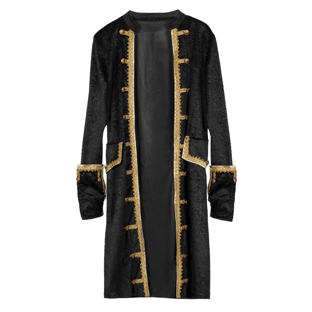 Veste Pirate Luxe Noir et Or - Déguisement Adulte Capitaine