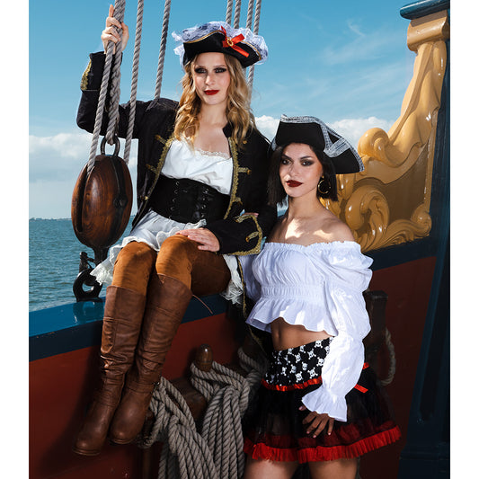 Veste Pirate Capitaine Noir et Or - Déguisement Adulte