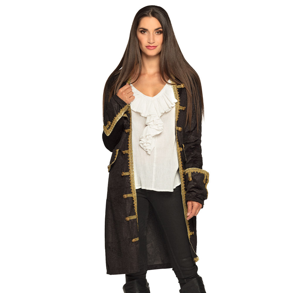 Veste Pirate Luxe Noire et Or - Déguisement Adulte