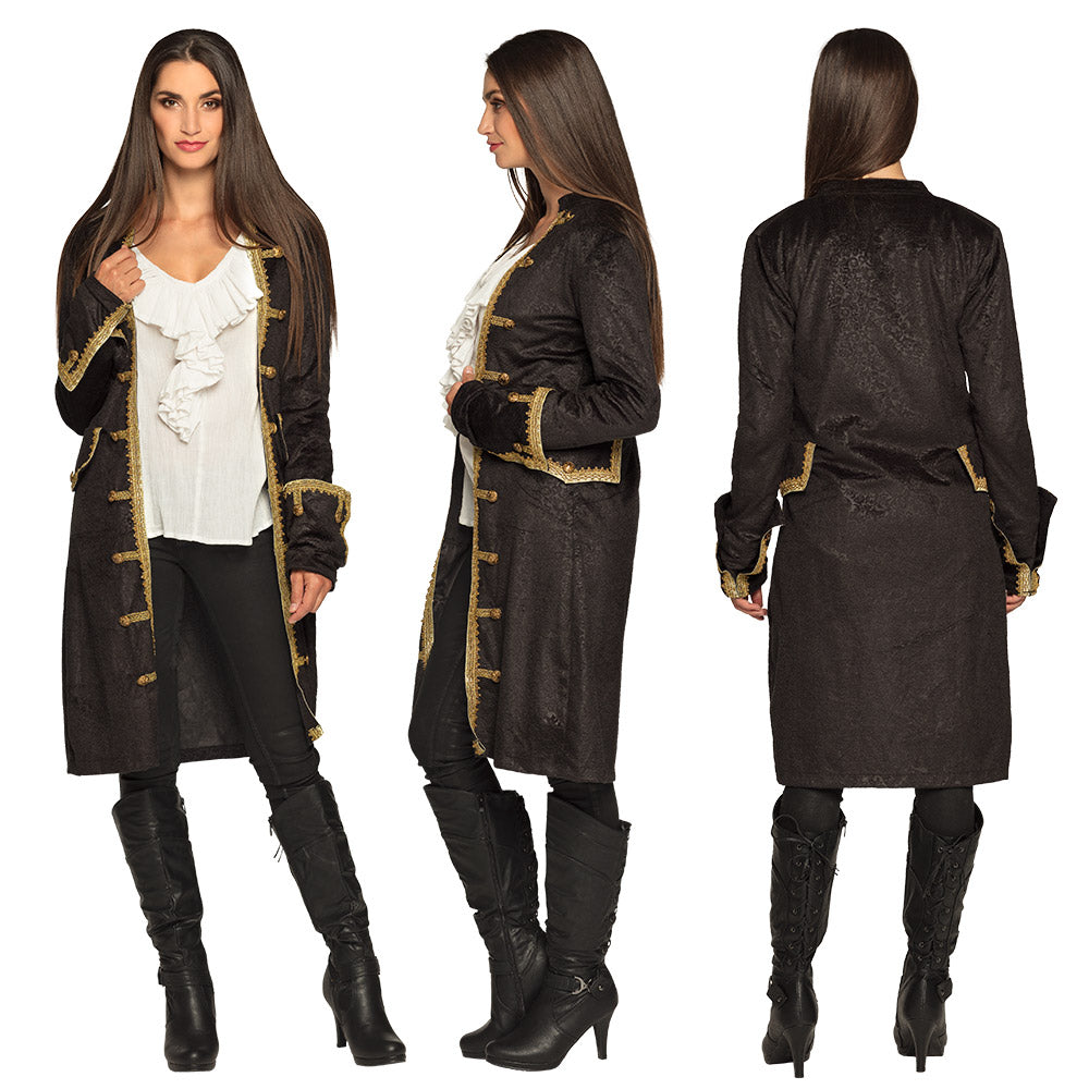 Veste Pirate Luxe Noire et Or - Déguisement Adulte