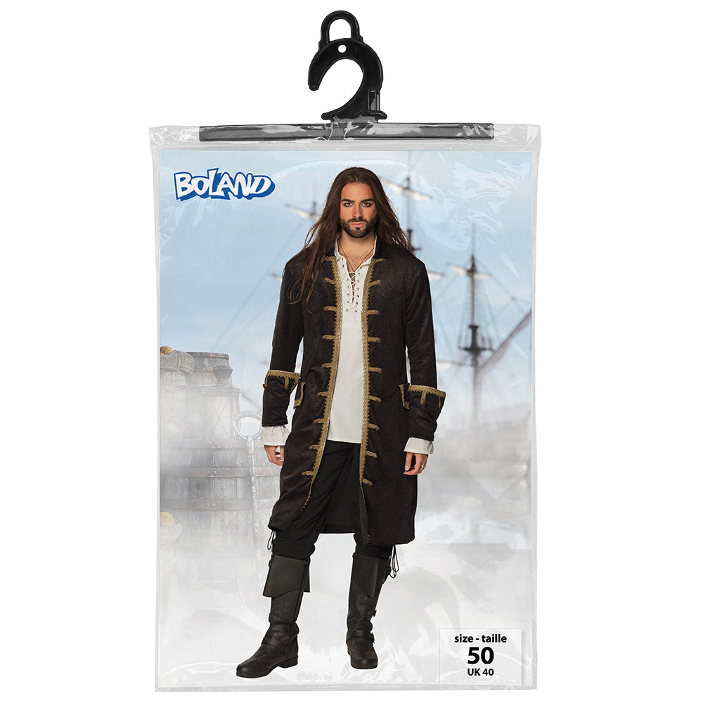 Manteau Pirate Noir et Or - Déguisement Adulte Luxe