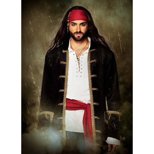 Manteau Pirate Noir et Or - Déguisement Adulte Luxe