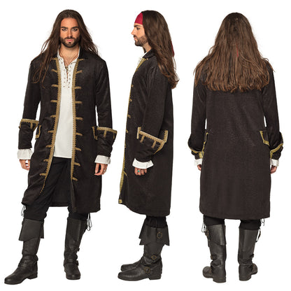 Manteau Pirate Noir et Or - Déguisement Adulte Luxe