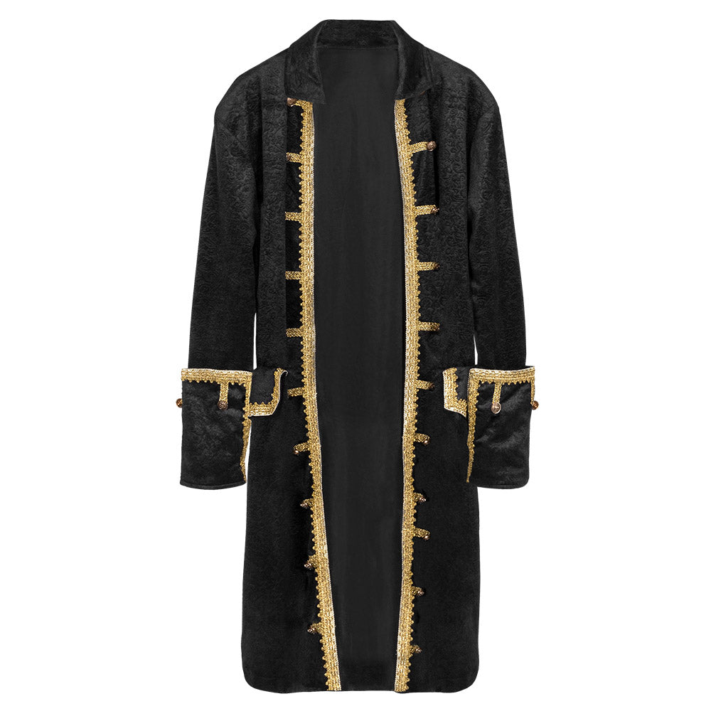 Manteau Pirate Noir et Or - Déguisement Adulte Luxe