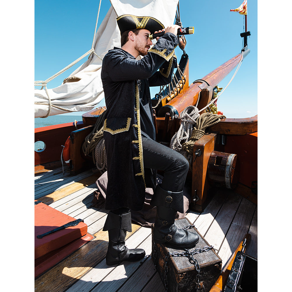Manteau Pirate Noir et Or - Déguisement Adulte Luxe