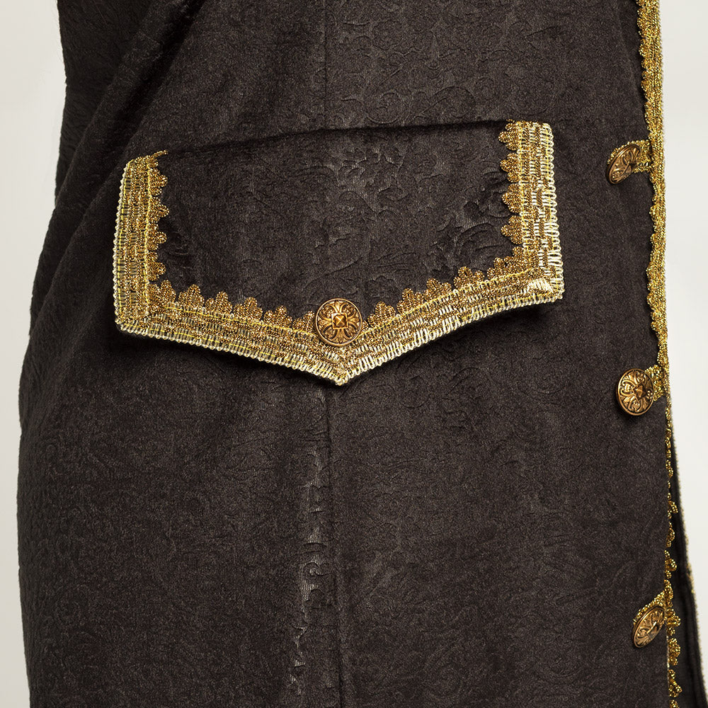 Manteau Pirate Noir et Or - Déguisement Adulte Luxe