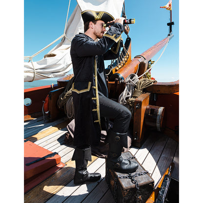 Manteau Pirate Noir et Or - Déguisement Adulte Luxe