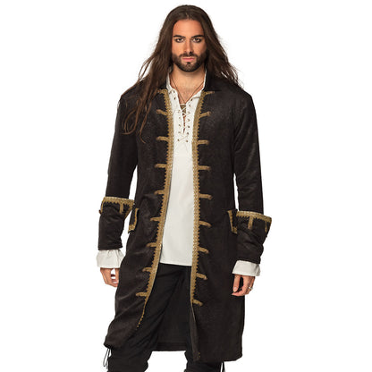 Manteau Pirate Noir et Or - Déguisement Luxe Capitaine