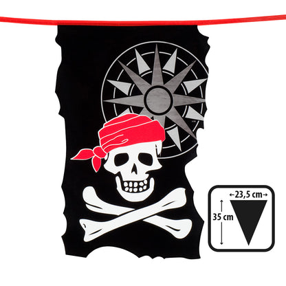 Guirlande Pirate Crâne Bandana Rouge 4 Fanions 35cm