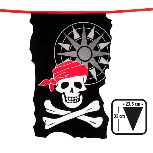Guirlande Pirate Crâne Bandana Rouge 4 Fanions 35cm