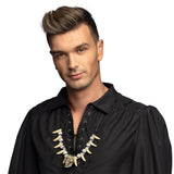Collier Crâne avec Pics et Têtes de Mort - Accessoire Halloween Gothique
