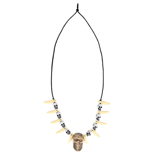 Collier Crâne avec Pics et Têtes de Mort - Accessoire Halloween Gothique