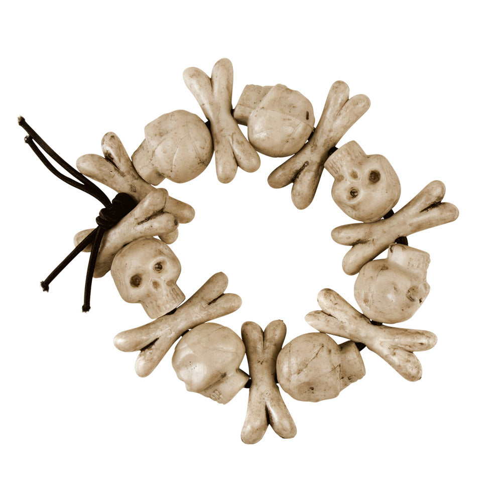 Bracelet Crânes et Os en Résine - Accessoire Halloween Gothique