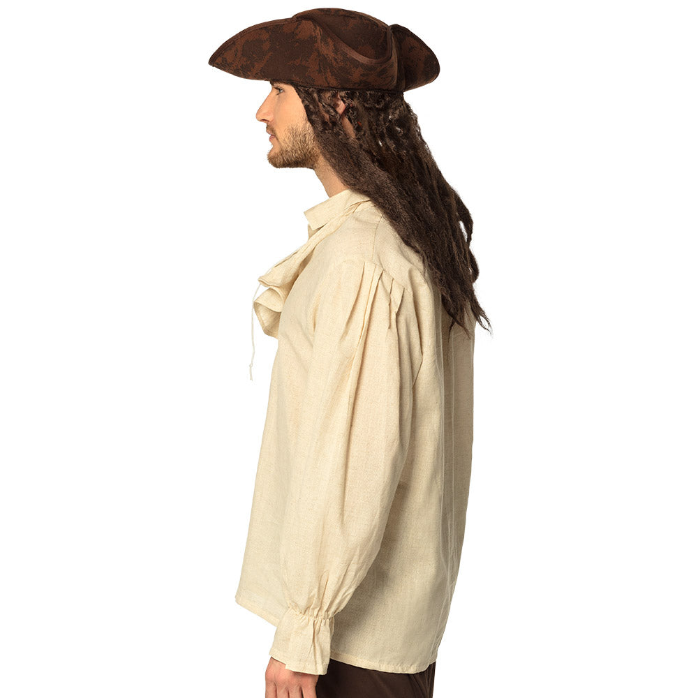 Chemise Pirate Dentelle Beige - Déguisement Flibustier Adulte