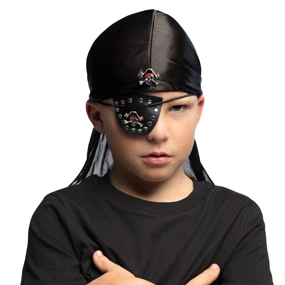 Kit Pirate Enfant - Bandana, Patch Oeil & Chapeau Noir
