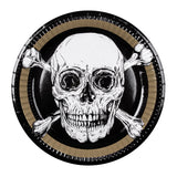 Assiettes Crâne et Os Pirate - Ø 23 cm - Lot de 8