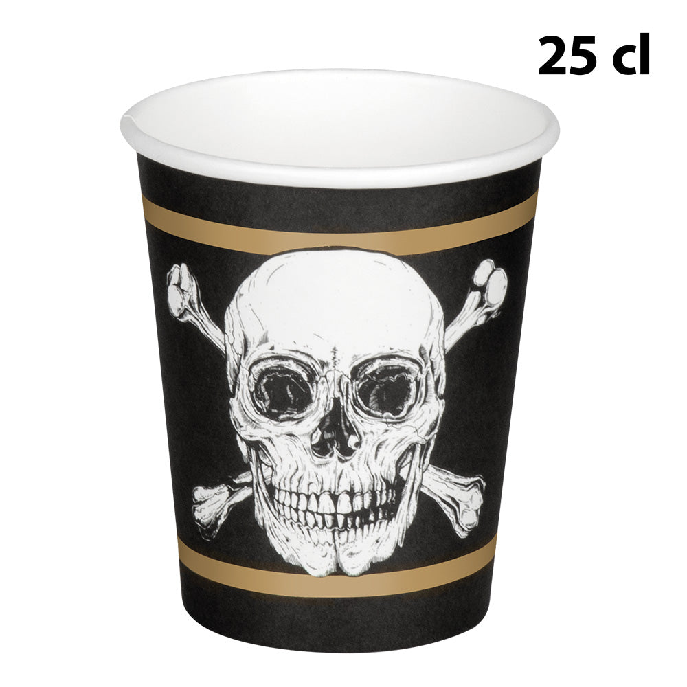 Gobelet Pirate Crâne et Crossbones 25cl - Lot de 6