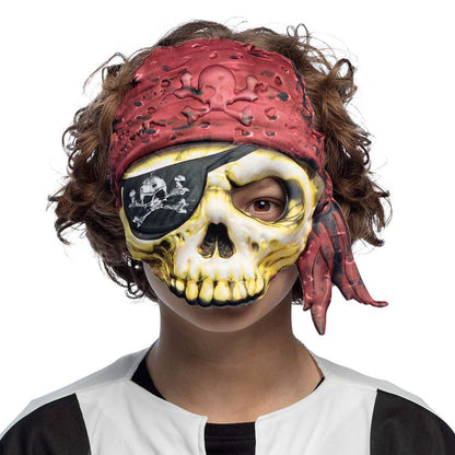 Masque Pirate Crâne Jaune avec Bandana Rouge - Halloween
